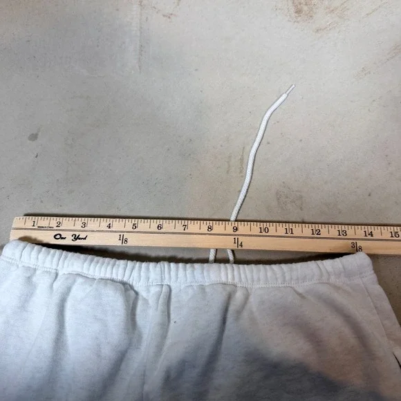 Brandy Melville White Wide Leg Sweatpants Raw Hem Elastic Waist Pockets - Picture 4 of 6